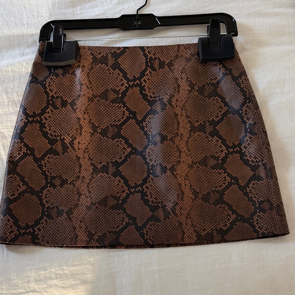 Alice + Olivia Brown Snake Pattern Mini Skirt